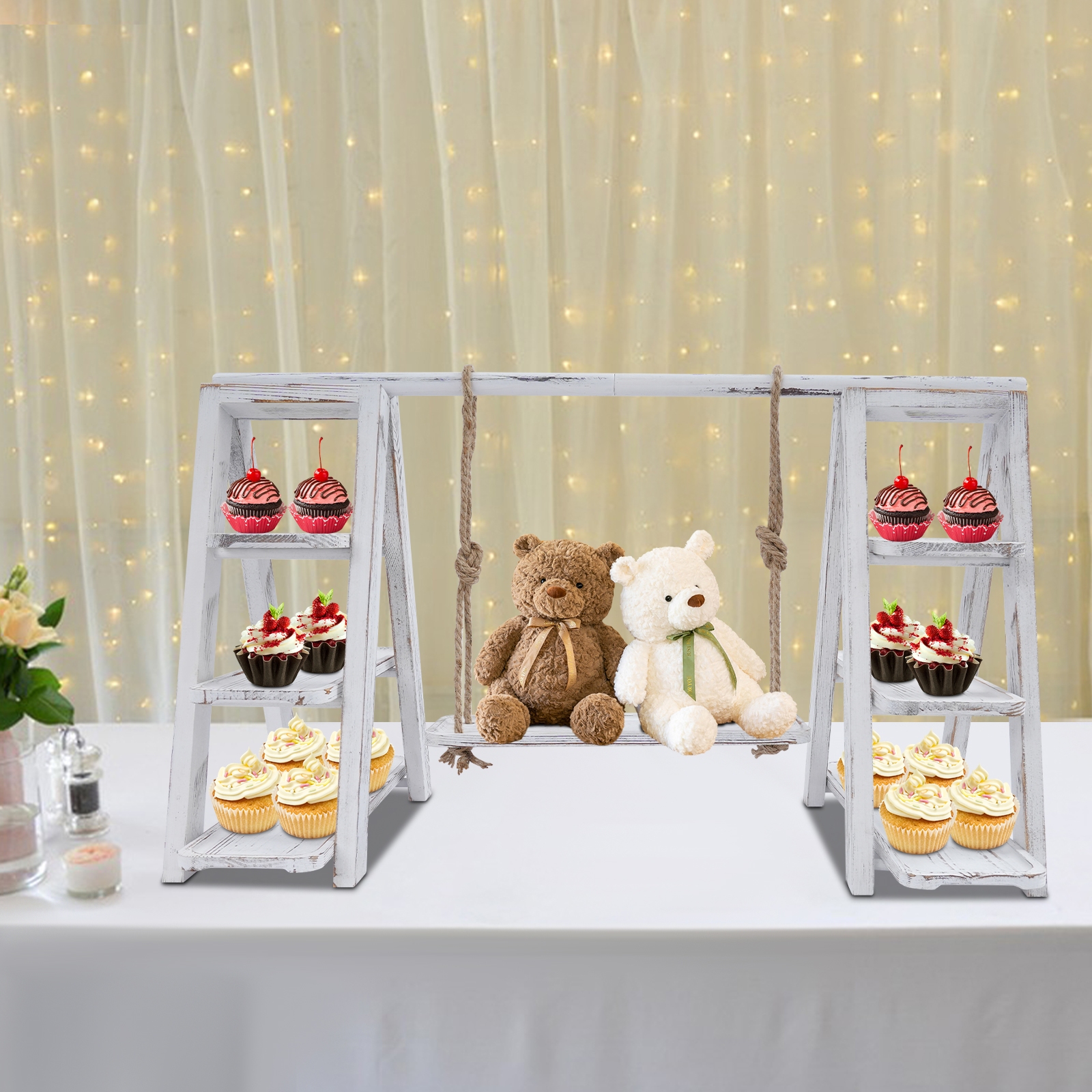Cupcake Stand Tier - 3-Tier A-Shape Cupcake Stand White Dessert