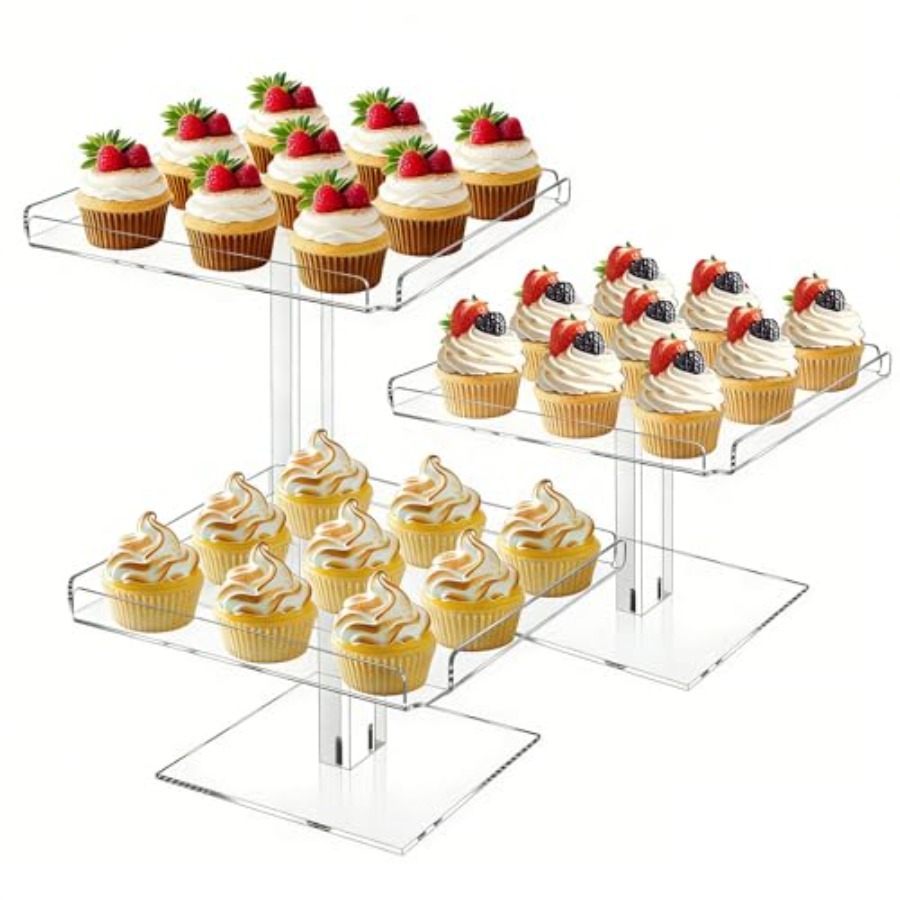 Cupcake Stand Tier - 3 Tiered Serving Tray Set for