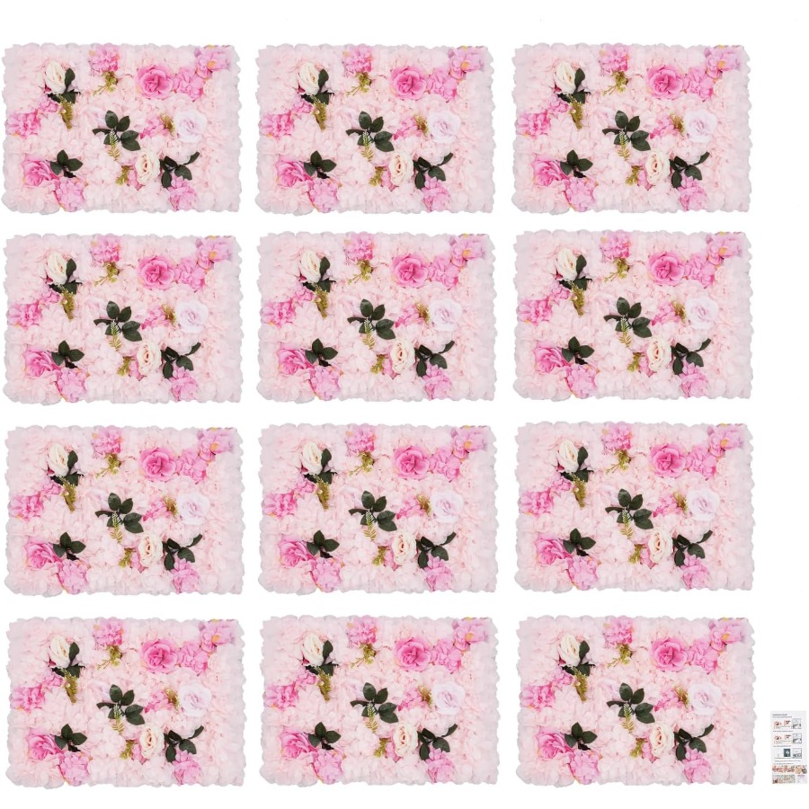 Flower Wall Panel - 12 Pack Artificial Flower Wall Panels