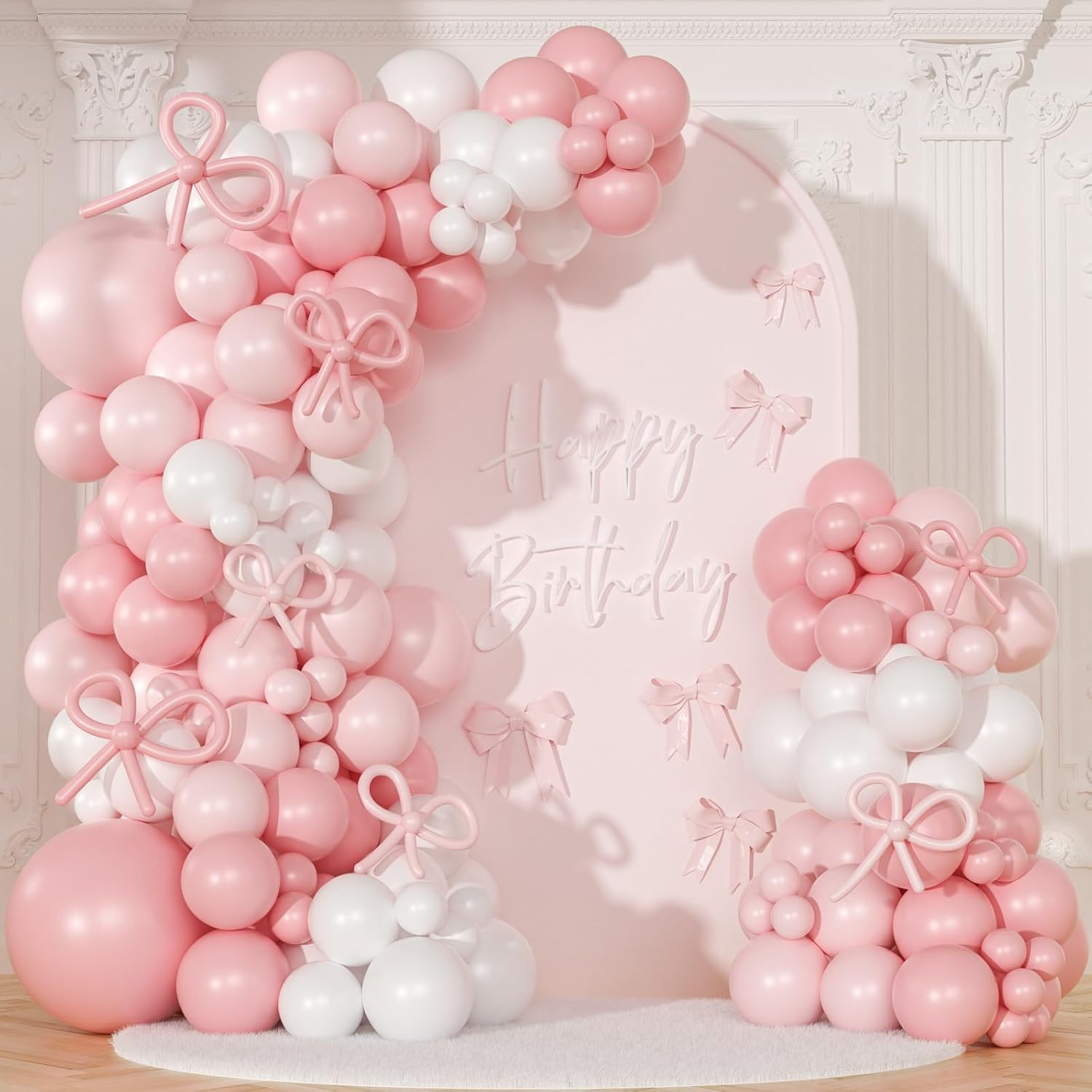 Balloon Arch Kit - 145Pcs Coquette Birthday Decorations: Pink &