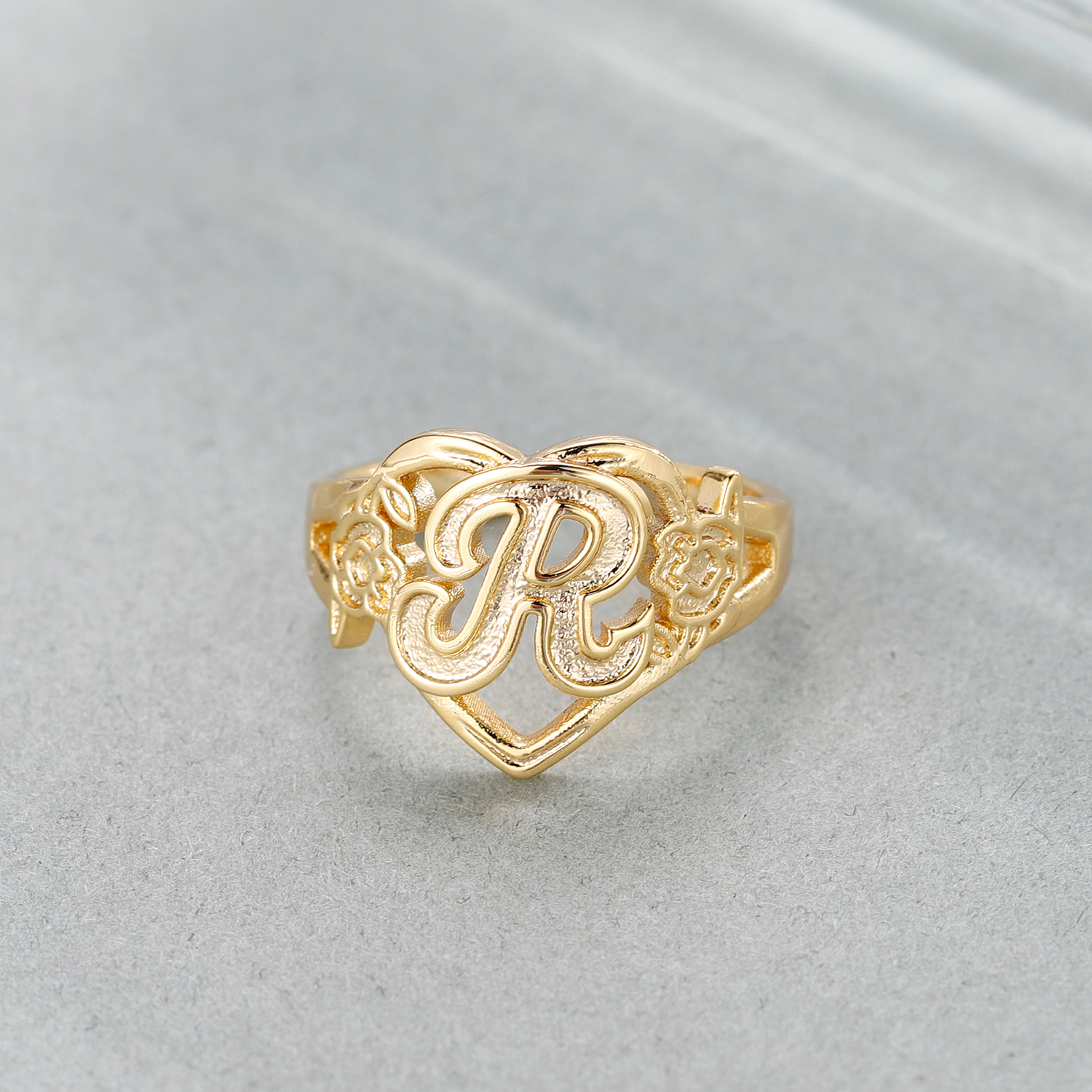 Event Z - Custom Initials Heart Adjustable Ring For