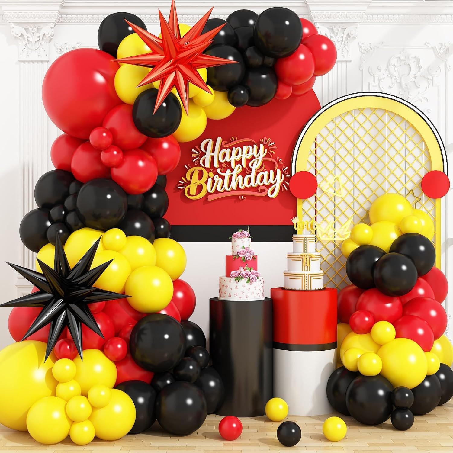 Balloon Arch Kit - Red Black Yellow Balloon Arch Kit