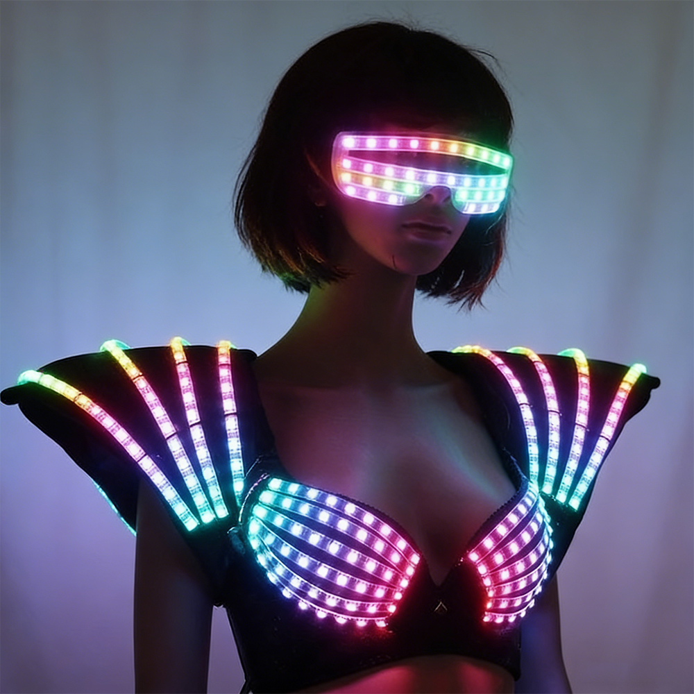 Event Party Dj - Cyberpunk Full-Color Laser LED Bra &