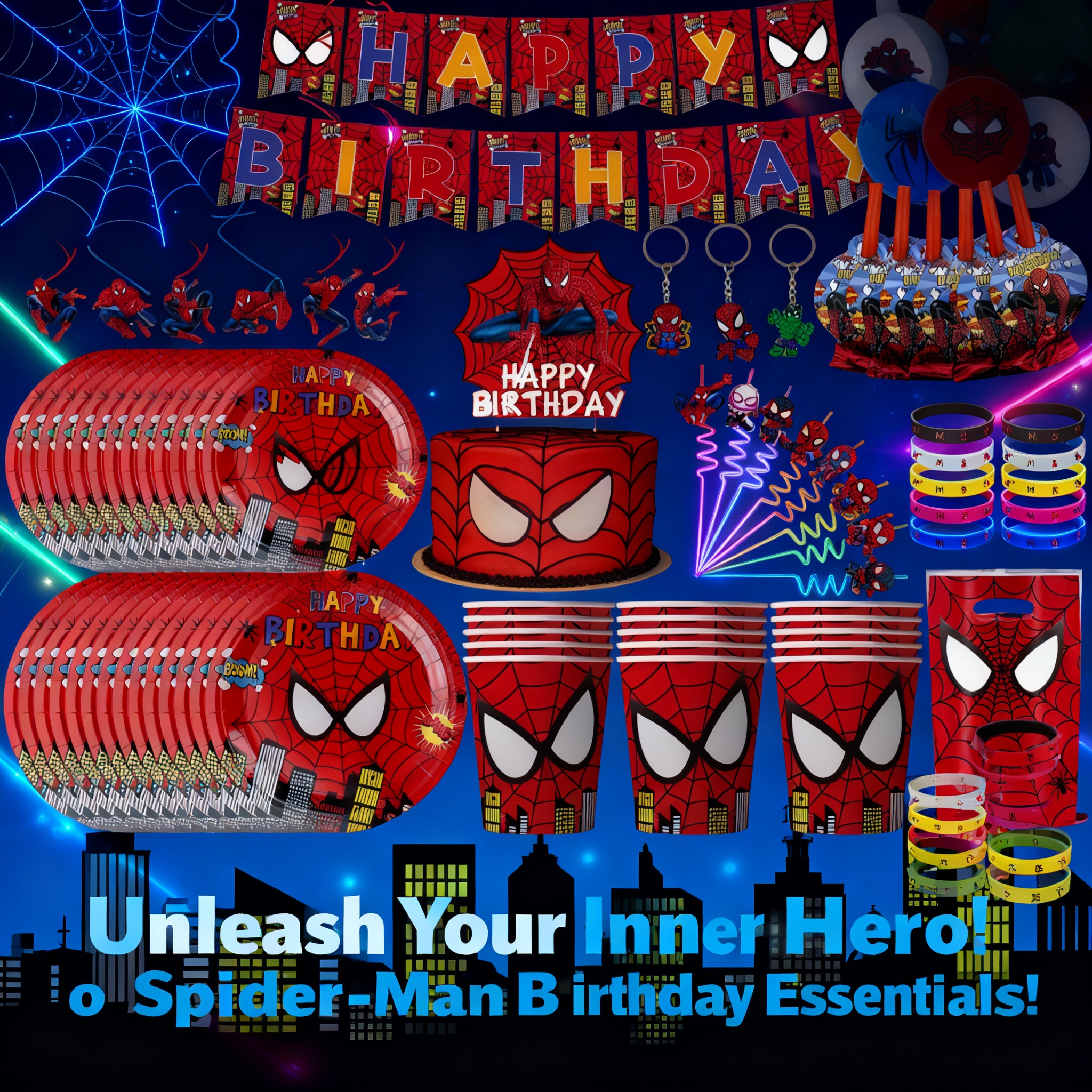 Supply Event - Spiderman Birthday Party Decoration Superhero Tableware