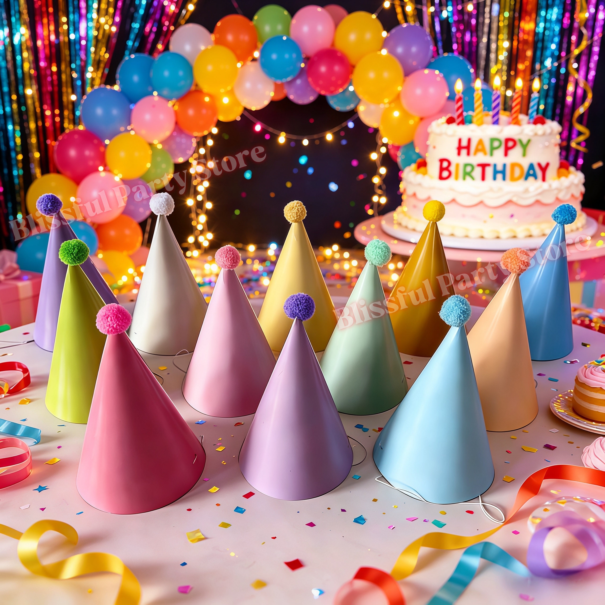 Colorful Birthday Party Hats M - Party Hat Cone reseña y precio