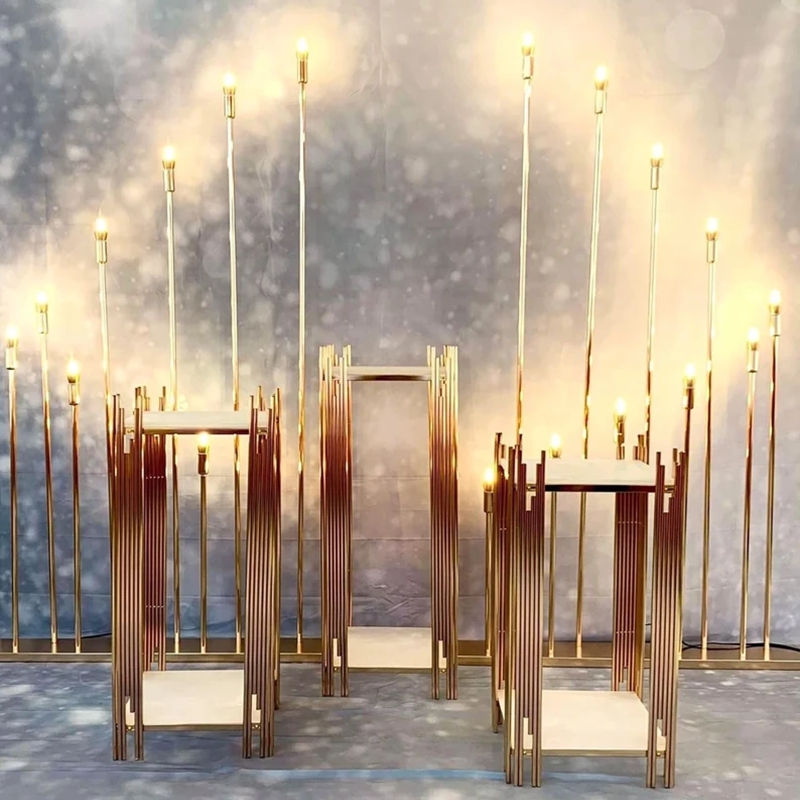 decoration gold metal walkway  - Dessert Table Backdrop reseña y precio