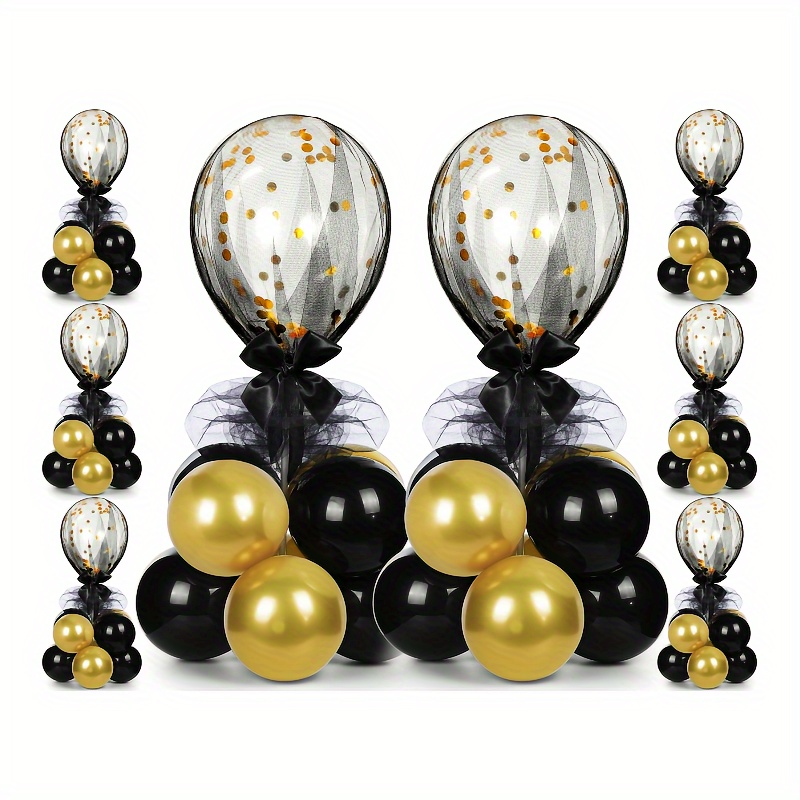 8 Set, Black & Gold Balloon Ce - Centerpiece Stick reseña y precio