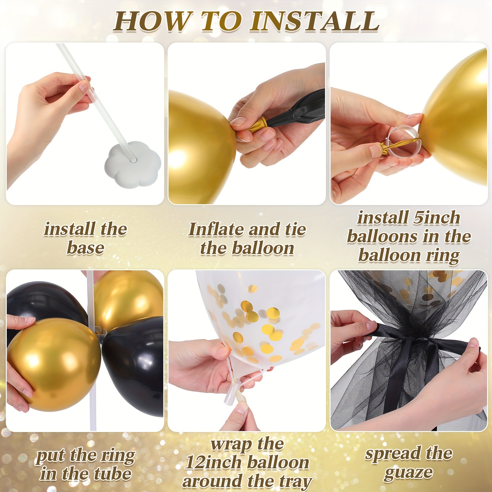 8 Set, Black & Gold Balloon Ce - Centerpiece Stick reseña y precio