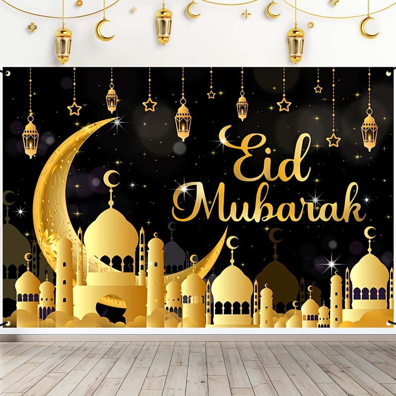 VIKAMA Eid Al Fitr Happy Backg - Party Banner Gold reseña y precio