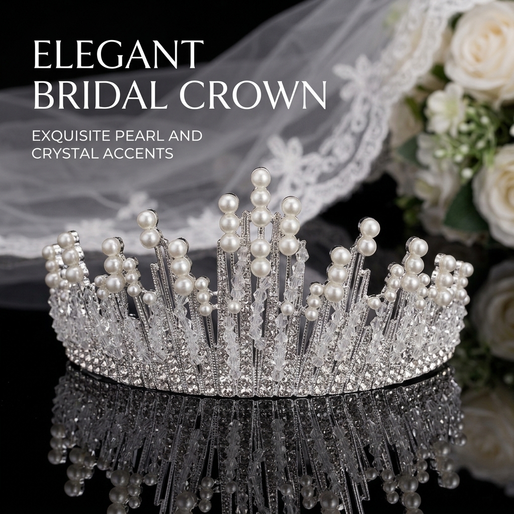 Bridal Pearl Crown Headpiece E - Event & Party Supply Photos reseña y precio