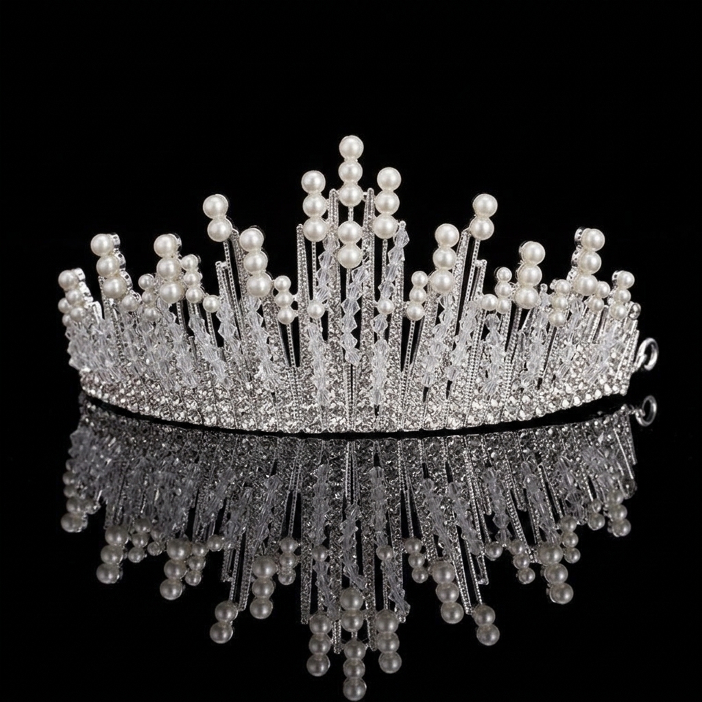 Bridal Pearl Crown Headpiece E - Event & Party Supply Photos reseña y precio