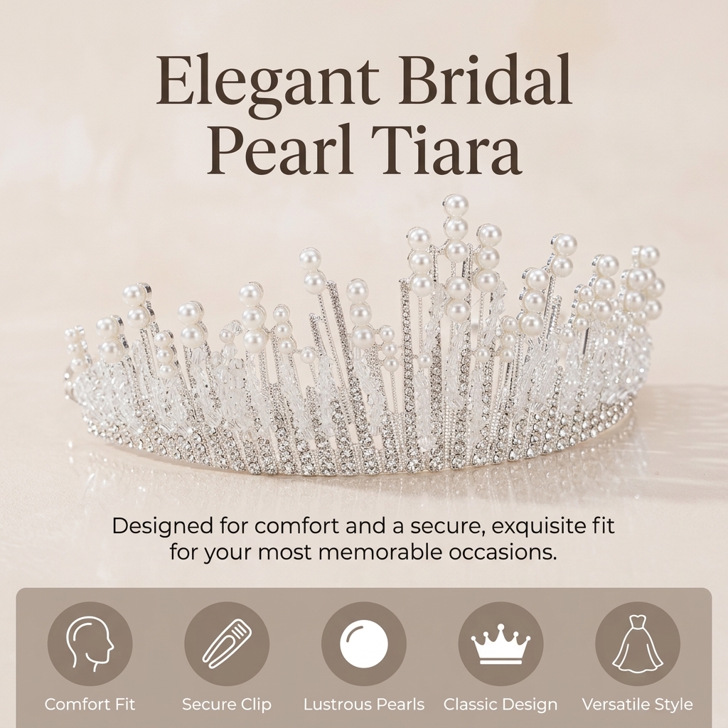 Bridal Pearl Crown Headpiece E - Event & Party Supply Photos reseña y precio