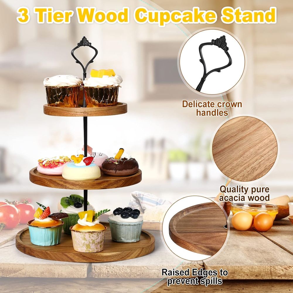 3 Set 3 Tier Wood Cupcake Stan - Cupcake Stand Tier reseña y precio