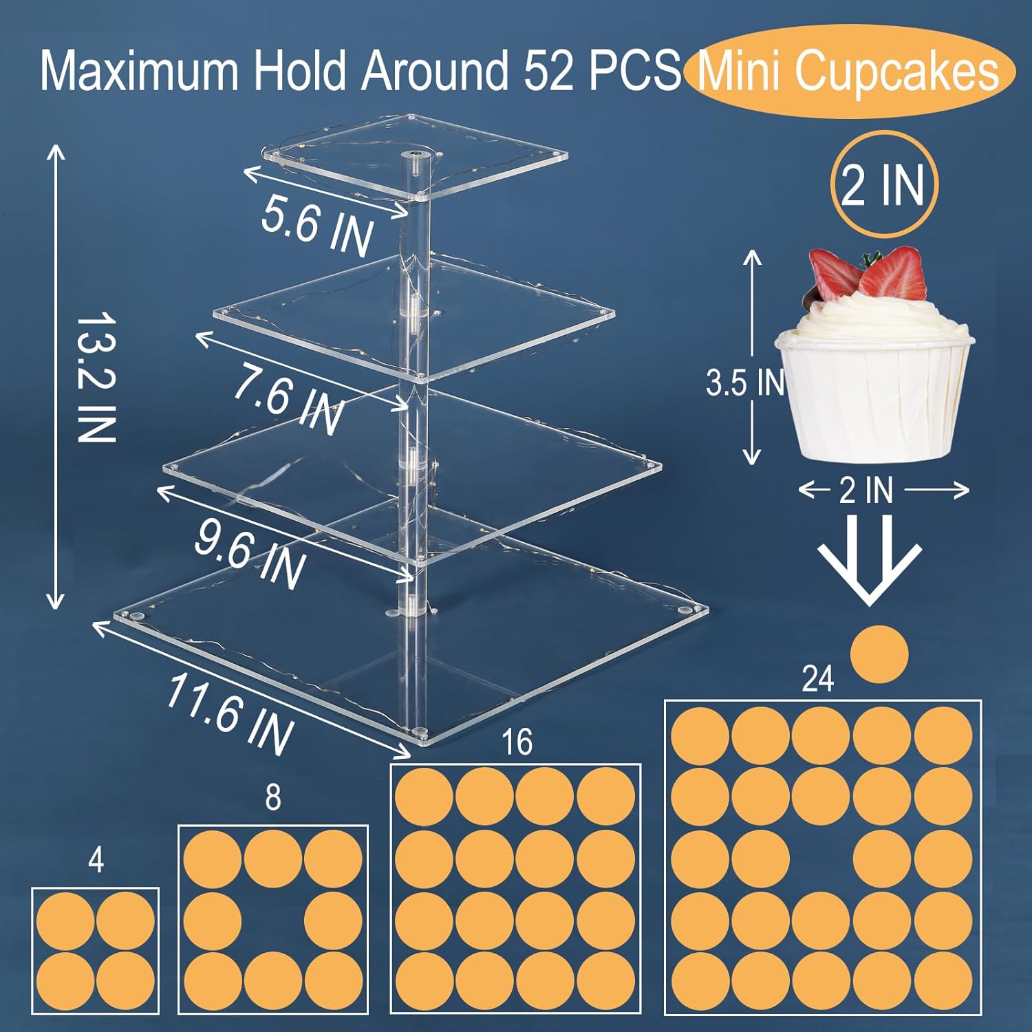 4 Tier Premium Acrylic Cupcake - Cupcake Stand Tier reseña y precio