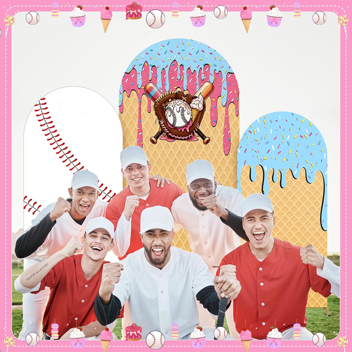 Baseball Ice Cream Drip Arch B - Dessert Table Backdrop reseña y precio
