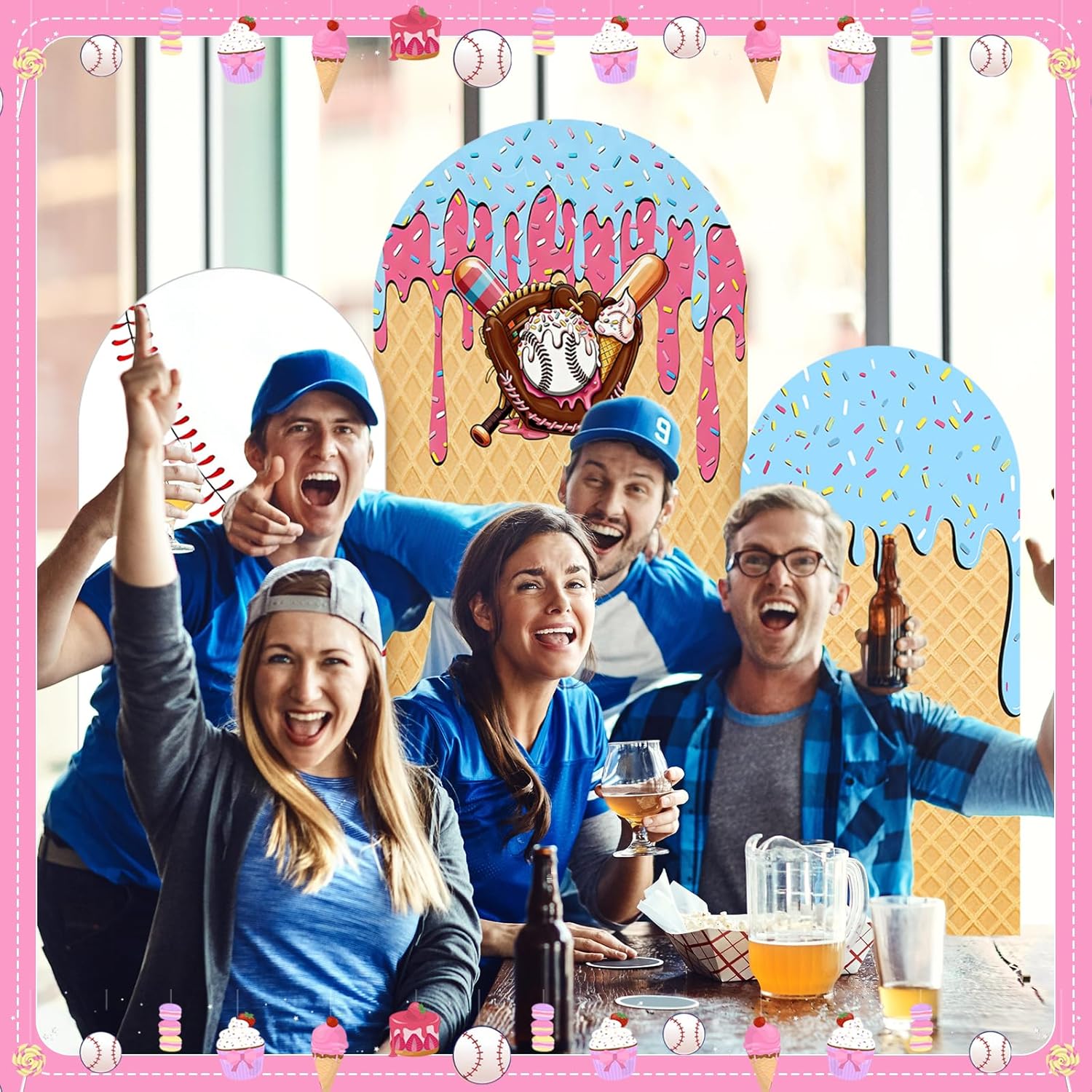 Baseball Ice Cream Drip Arch B - Dessert Table Backdrop reseña y precio
