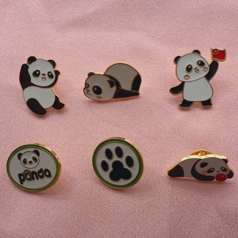 6pcs Cartoon China Panda Badge - Eve Party reseña y precio