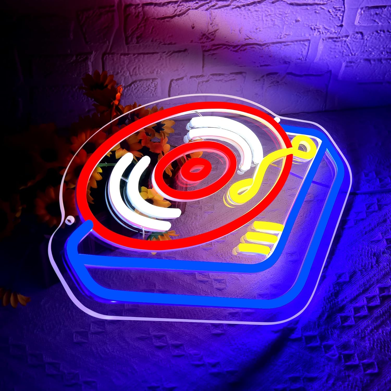 Record Player Neon Sign Guita  - Neon Sign Party reseña y precio