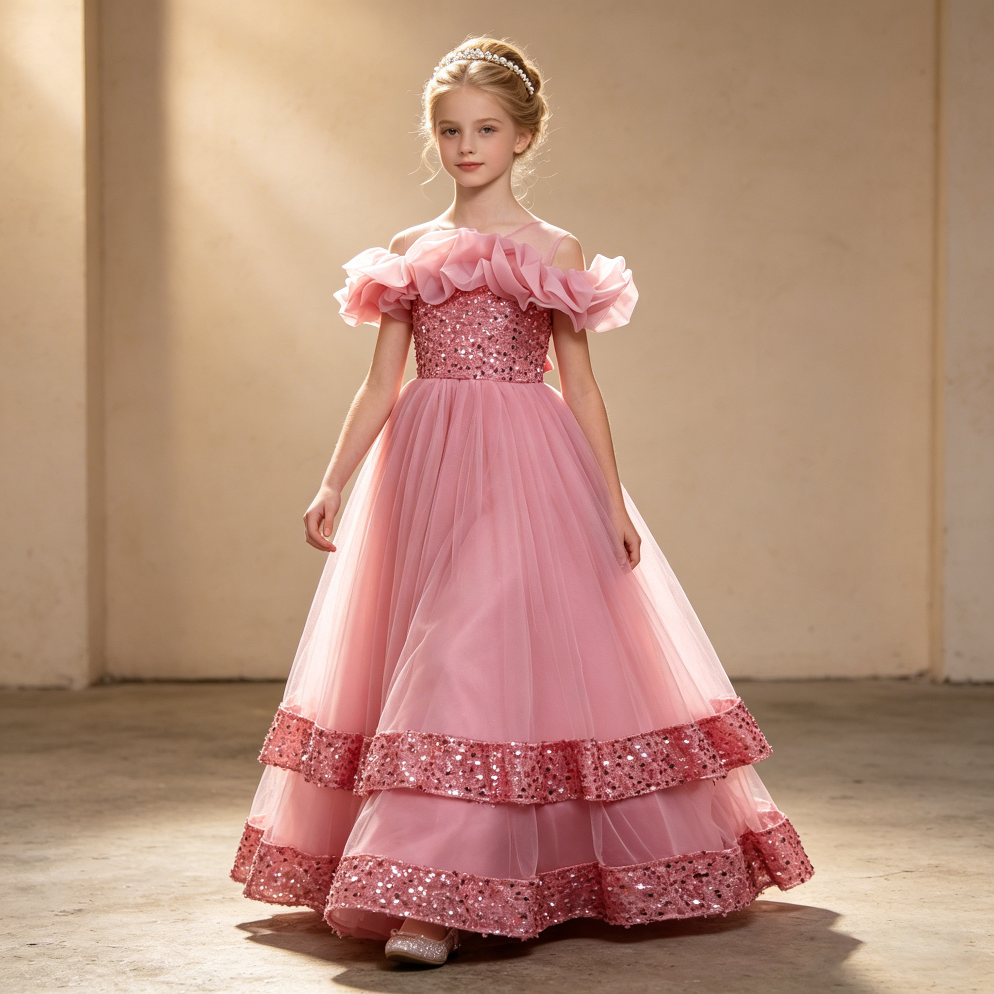 Girls Princess Off Shoulder Ru - Glitter Tablecloth reseña y precio