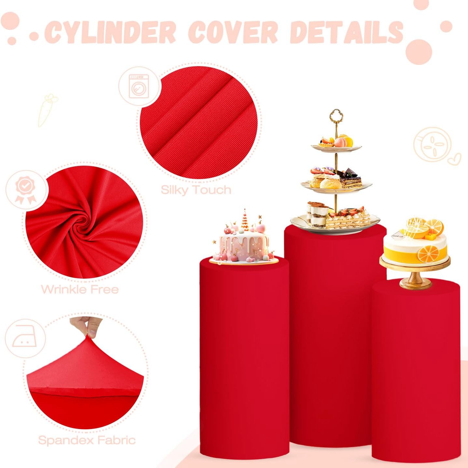 Yeele Red Cylinder Stand Cover - Dessert Table Backdrop reseña y precio