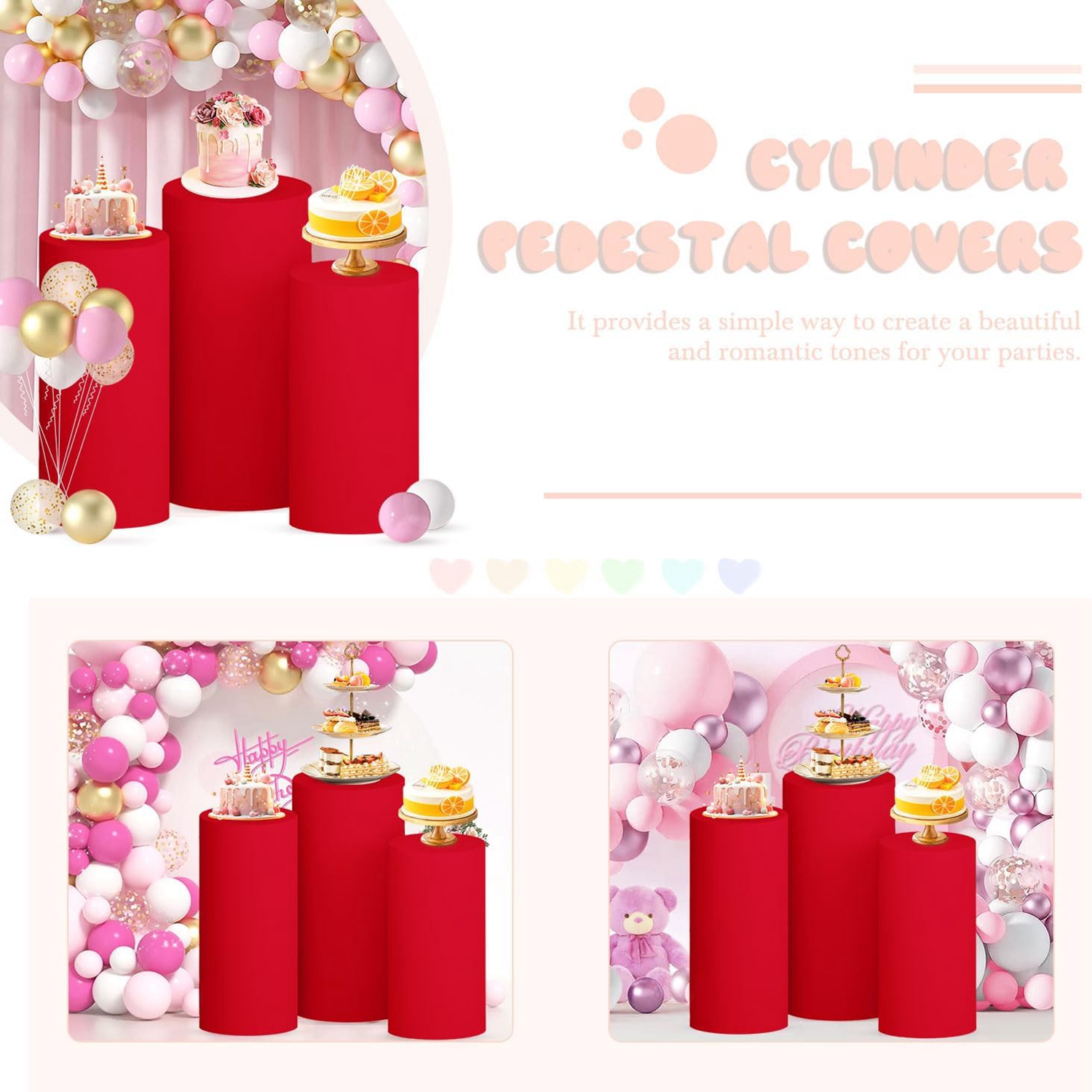 Yeele Red Cylinder Stand Cover - Dessert Table Backdrop reseña y precio
