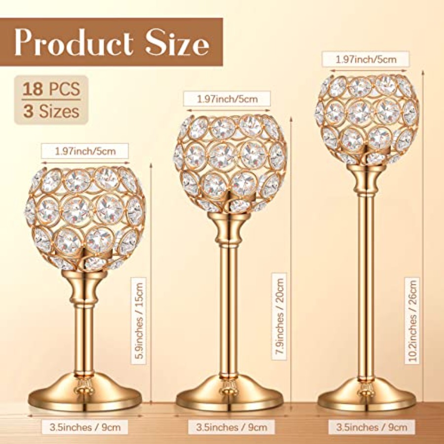 18 Pieces Crystal Candle Holde - Centerpiece Stick reseña y precio