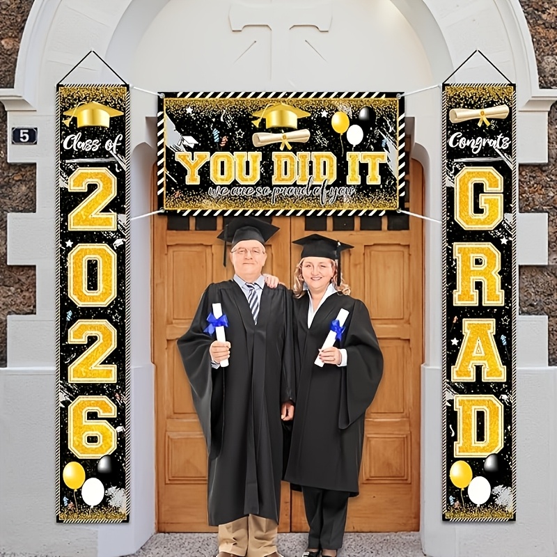 2D 3Pcs 2026 Graduation Banner - Party Banner Gold reseña y precio