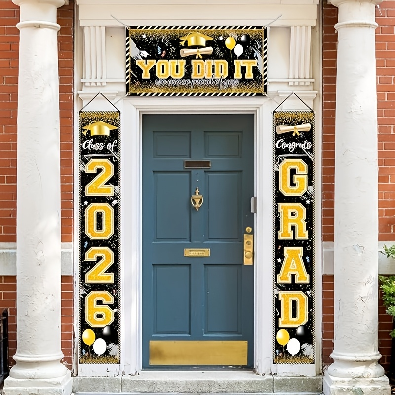 2D 3Pcs 2026 Graduation Banner - Party Banner Gold reseña y precio