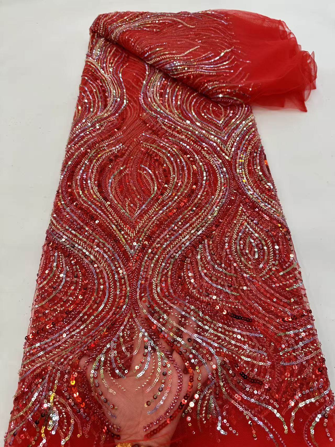 Luxury Red African Beaded Mesh - Glitter Tablecloth reseña y precio
