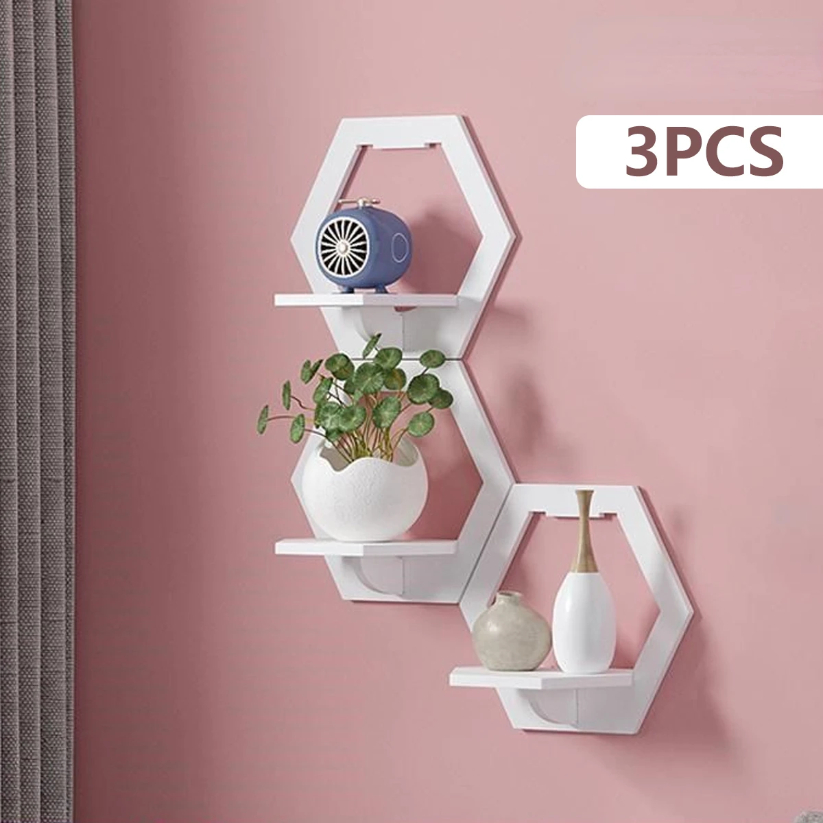 3Pcs Hexagon Wall Shelf Punch  - Flower Wall Panel reseña y precio