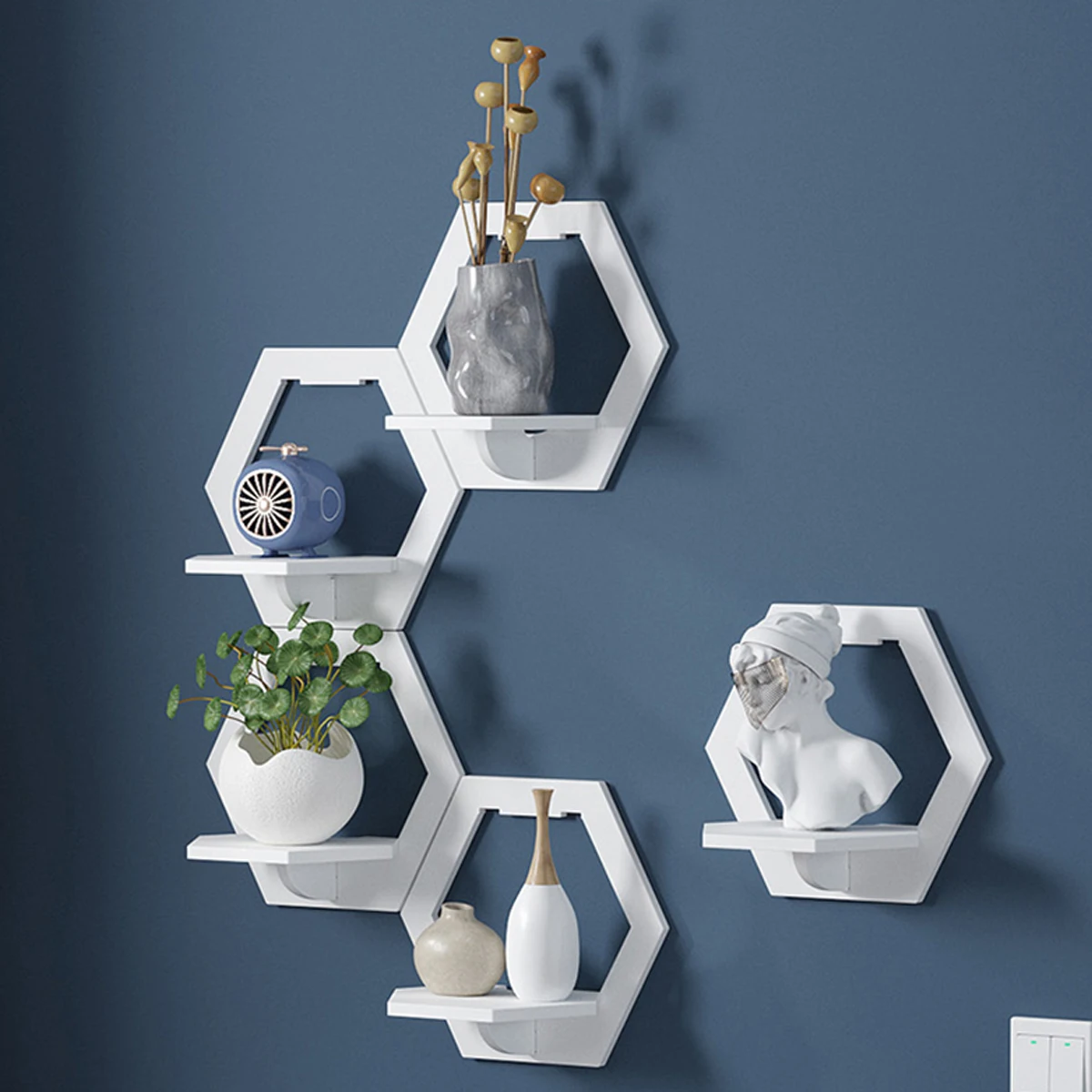 3Pcs Hexagon Wall Shelf Punch  - Flower Wall Panel reseña y precio
