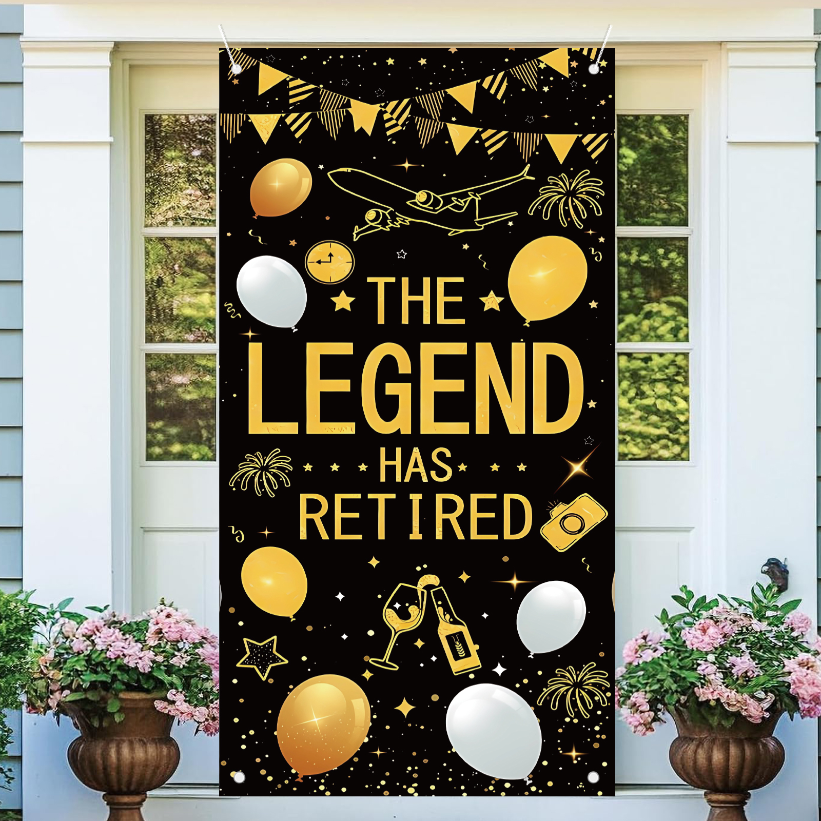 Retirement Party Decorations f - Party Banner Gold reseña y precio