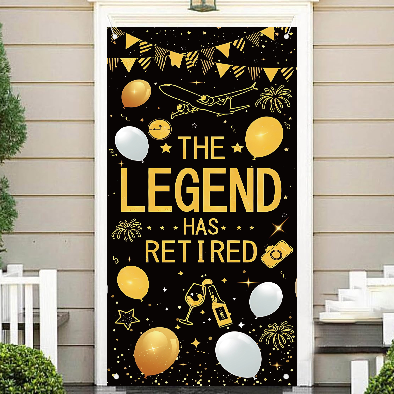 Retirement Party Decorations f - Party Banner Gold reseña y precio