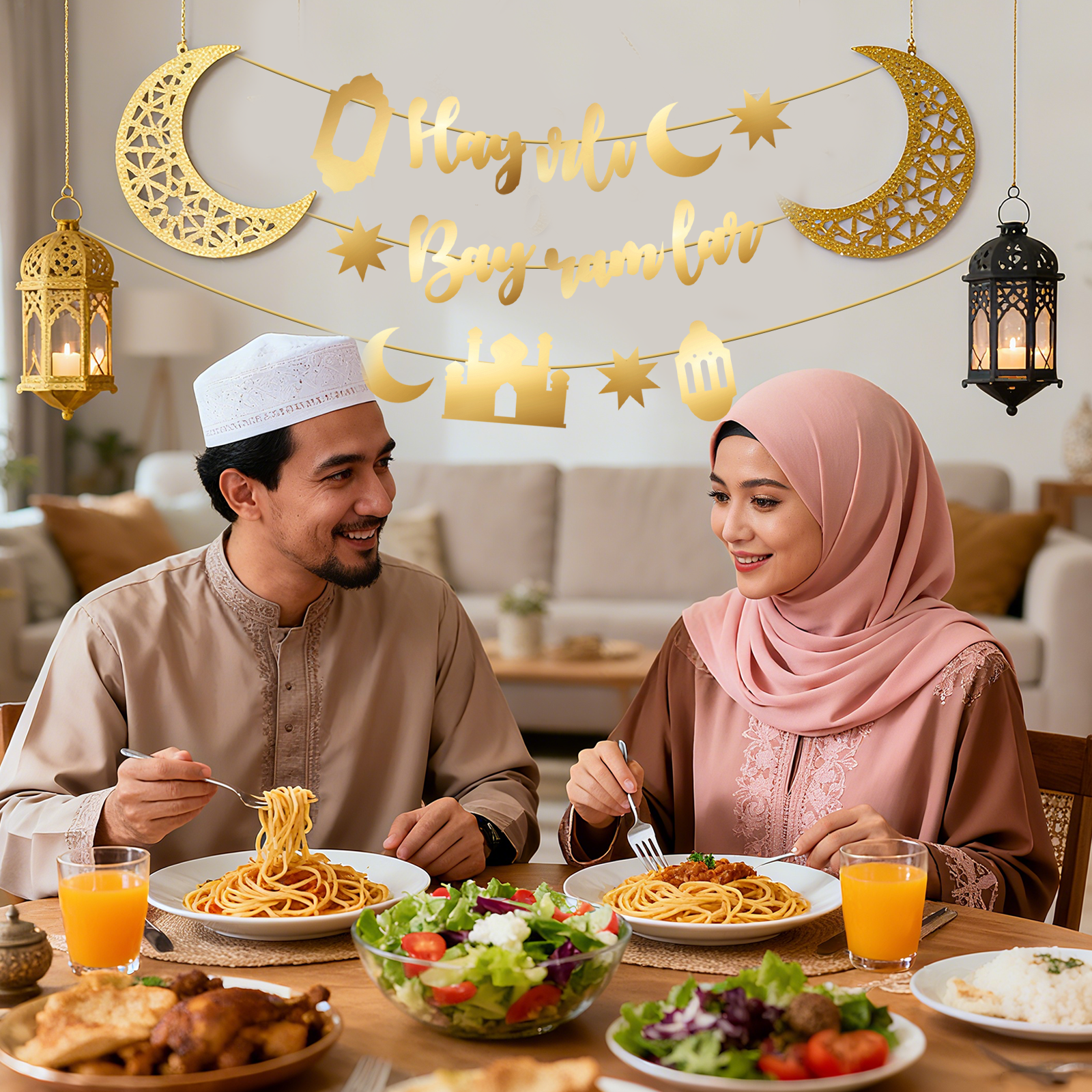 Hayirli Bayramlar Garland Deco - Party Banner Gold reseña y precio