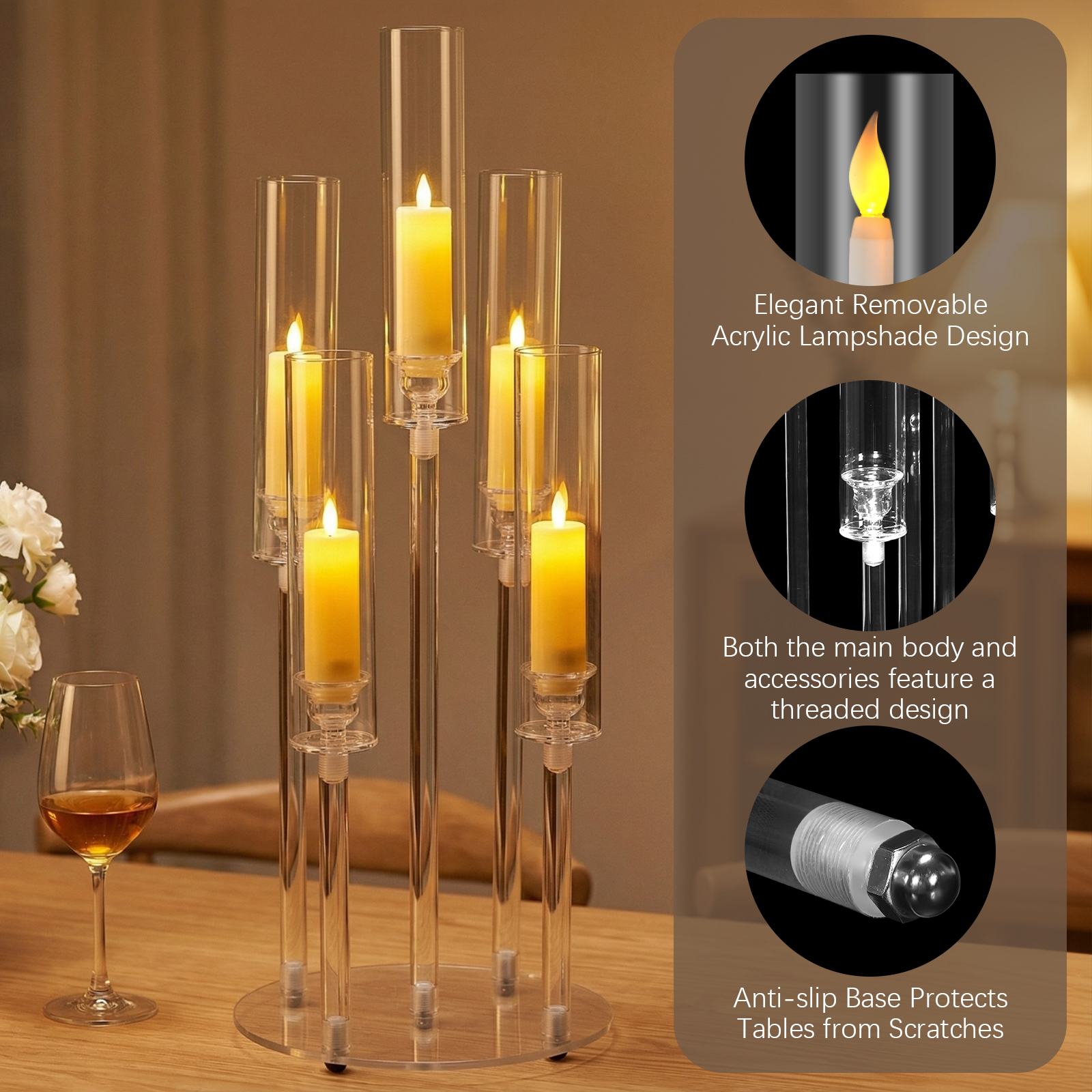 20/10PCS 5 Arm Acrylic Candles - Centerpiece Stick reseña y precio