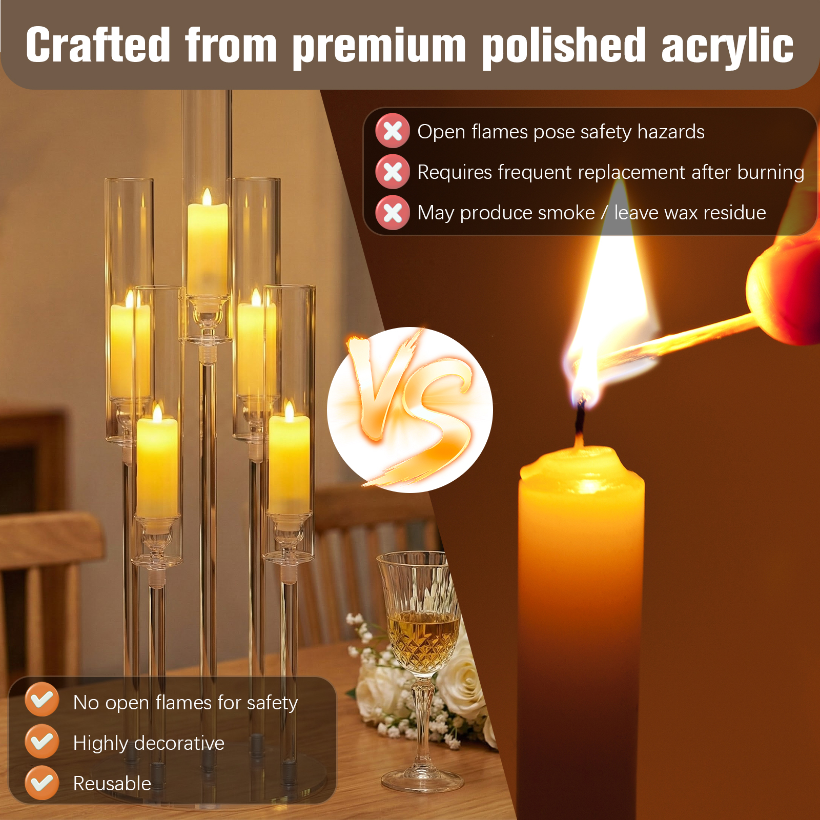 20/10PCS 5 Arm Acrylic Candles - Centerpiece Stick reseña y precio