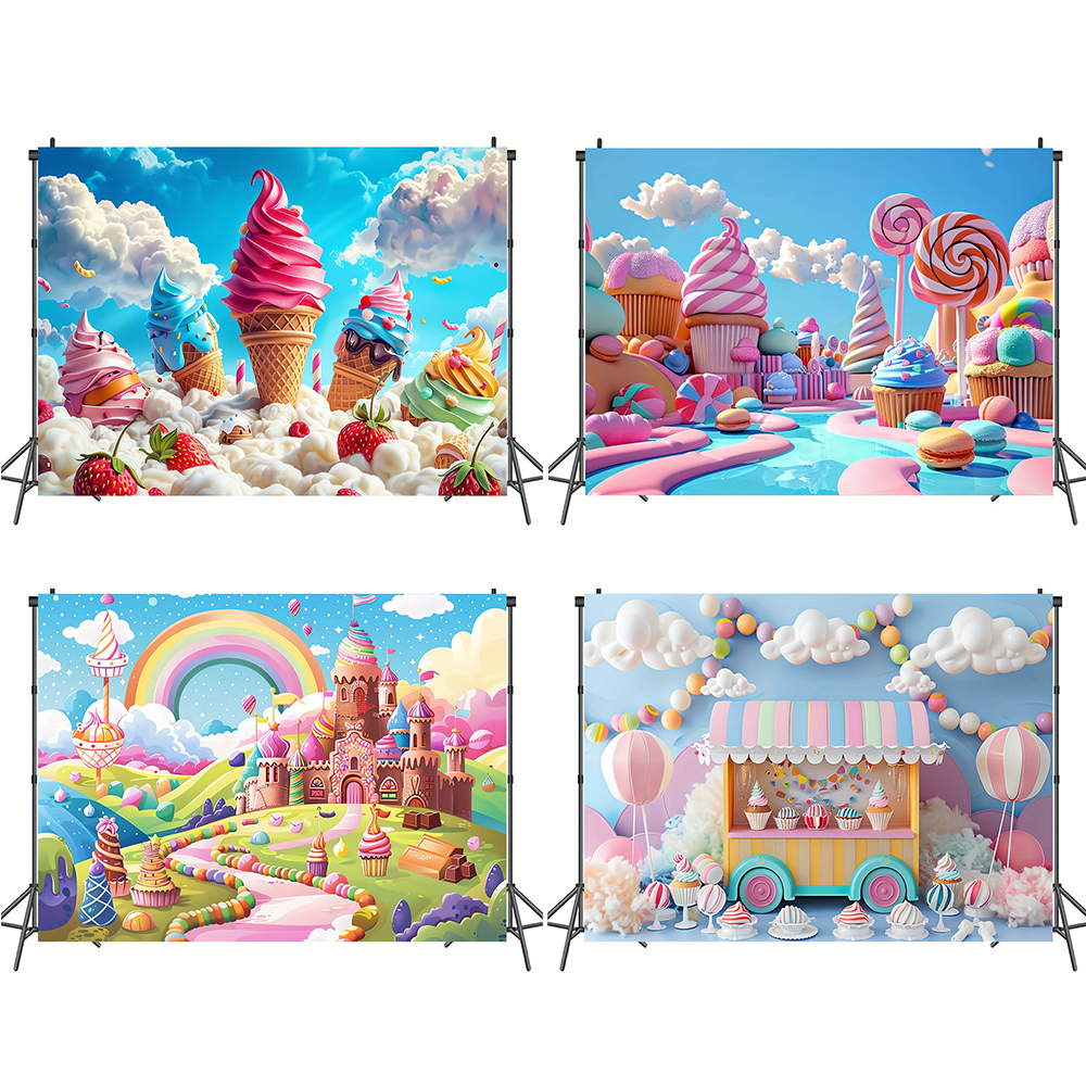 Sweet Ice Cream Theme Backdrop - Dessert Table Backdrop reseña y precio