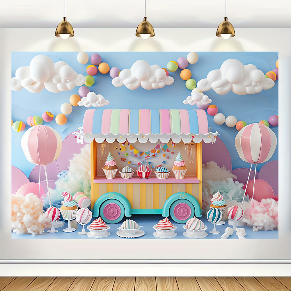 Sweet Ice Cream Theme Backdrop - Dessert Table Backdrop reseña y precio
