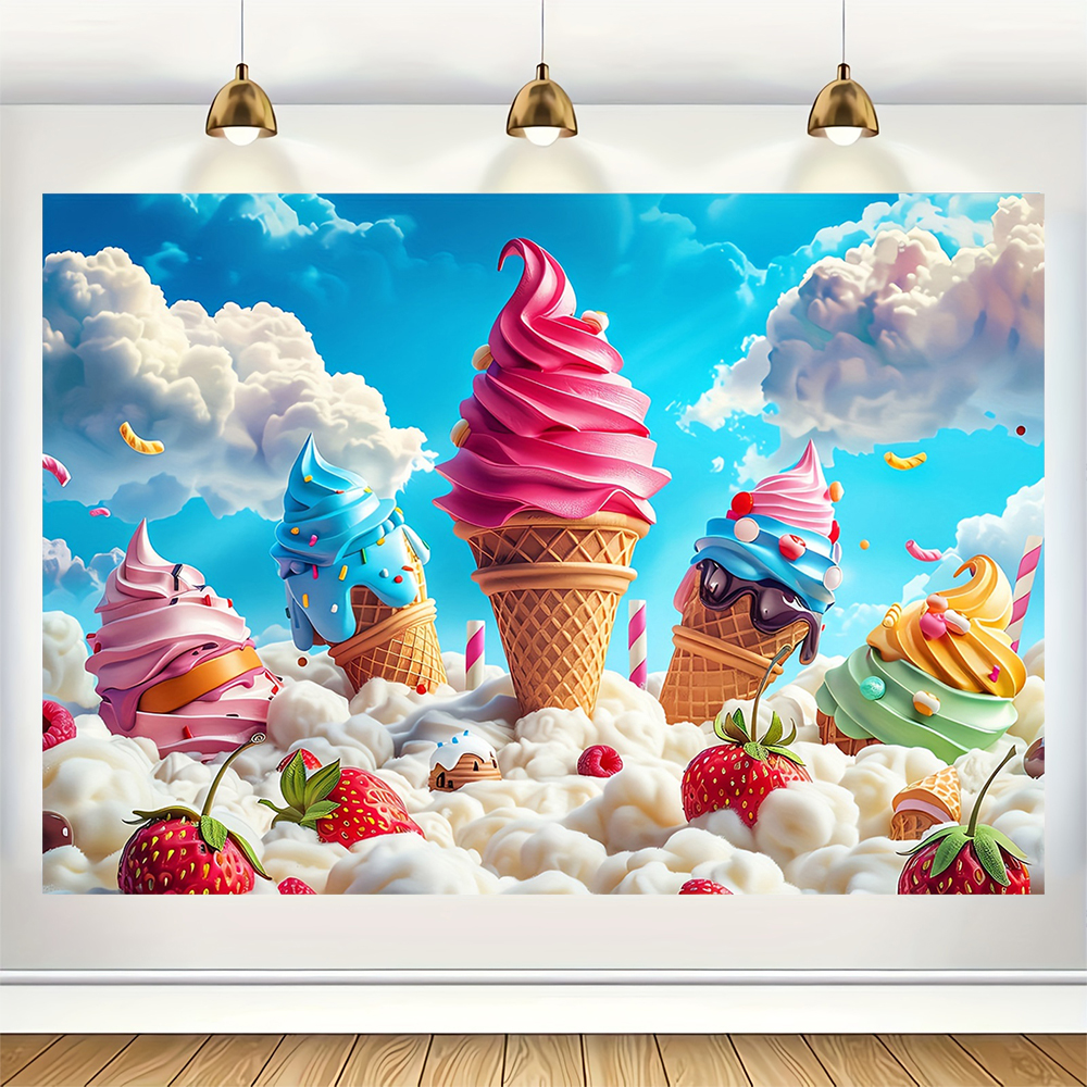 Sweet Ice Cream Theme Backdrop - Dessert Table Backdrop reseña y precio