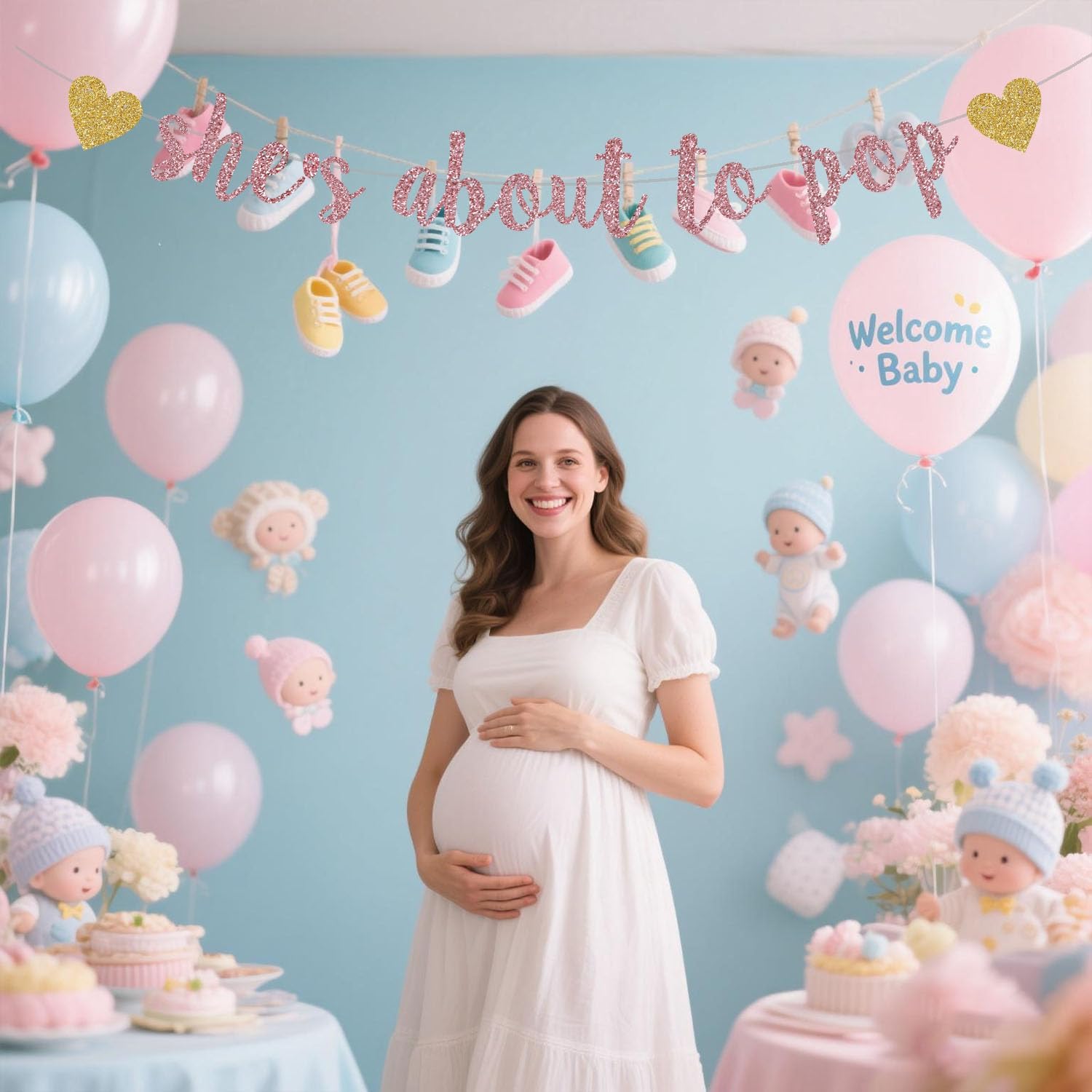 She's About to Pop Banner,Rose - Party Banner Gold reseña y precio