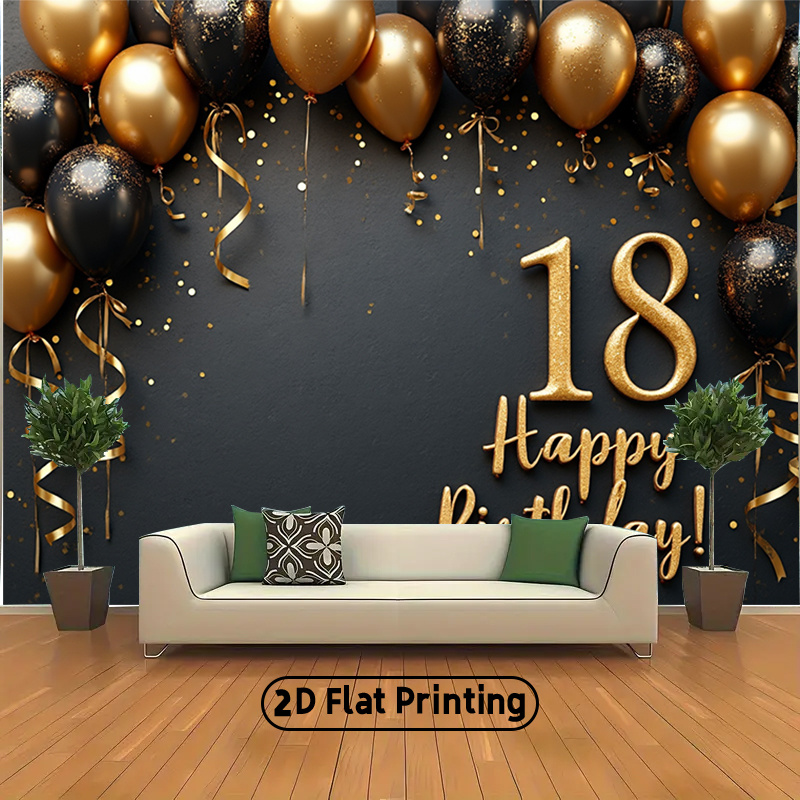 2D 1Pc Black & Gold Balloons B - Party Banner Gold reseña y precio