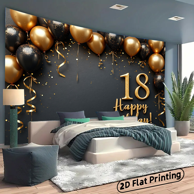 2D 1Pc Black & Gold Balloons B - Party Banner Gold reseña y precio