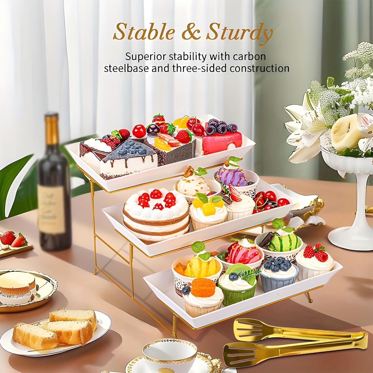 White Tiered Serving Stand + T - Cupcake Stand Tier reseña y precio