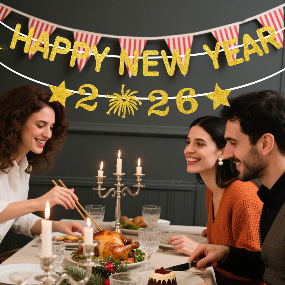 1Set 2026 Happy New Year Decor - Party Banner Gold reseña y precio