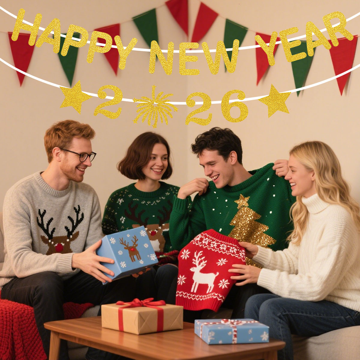 1Set 2026 Happy New Year Decor - Party Banner Gold reseña y precio