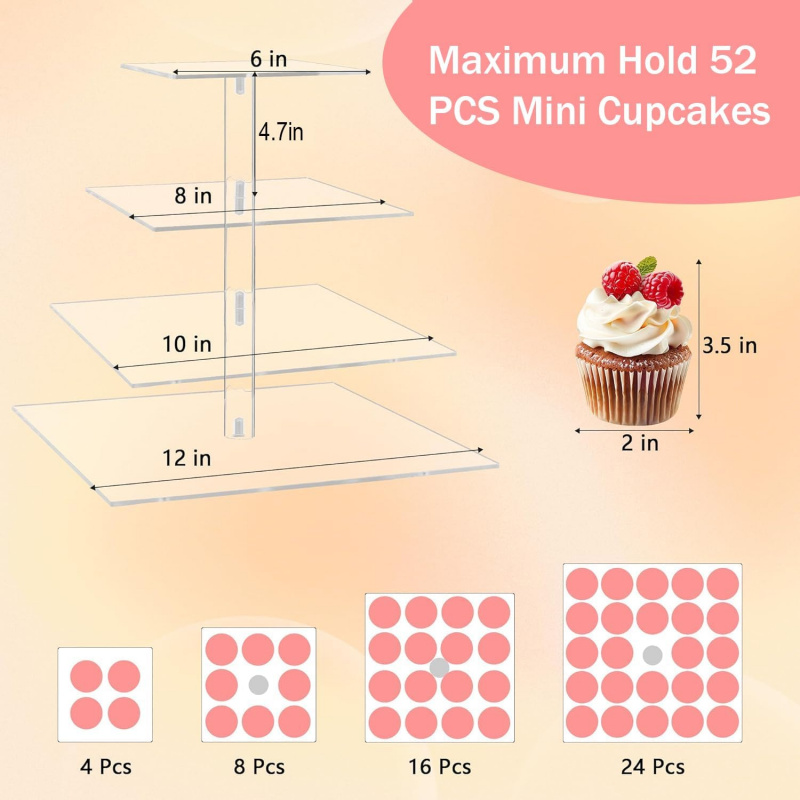 YestBuy 4 Tier Acrylic Cupcake - Cupcake Stand Tier reseña y precio
