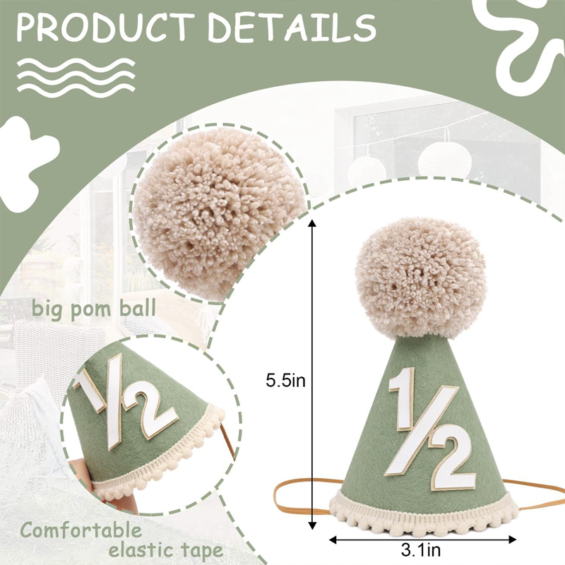 1/2 Birthday Hat Mini Cone Hat - Party Hat Cone reseña y precio