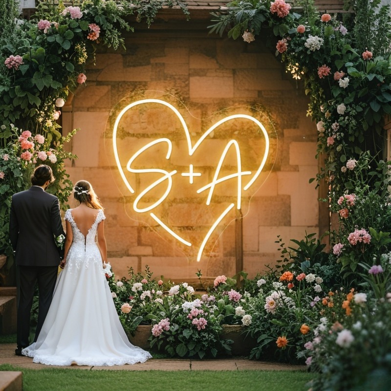 Custom Initials Heart LED Neon - Neon Sign Party reseña y precio