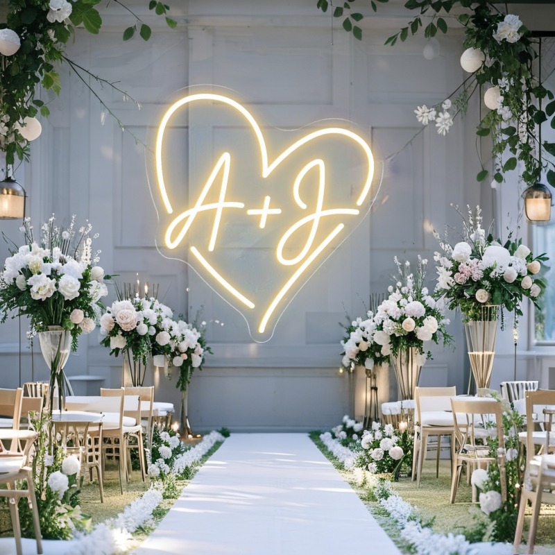 Custom Initials Heart LED Neon - Neon Sign Party reseña y precio
