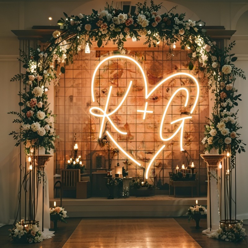 Custom Initials Heart LED Neon - Neon Sign Party reseña y precio
